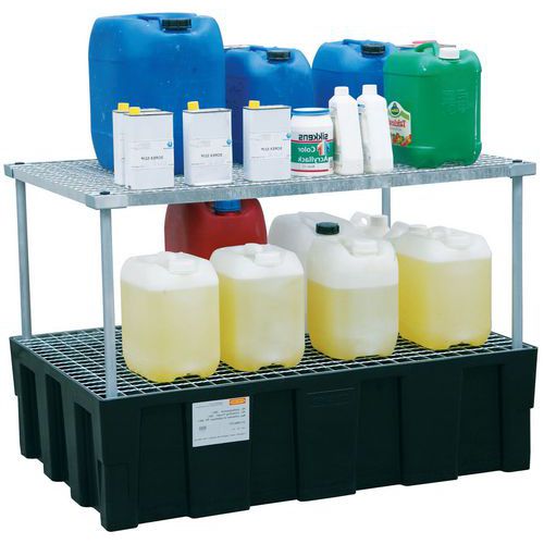 Estantería galvanizada con cubeta colectora - Capacidad de retención: 224 L Estantería galvanizada con cubeta colectora - Capacidad de retención: 224 L