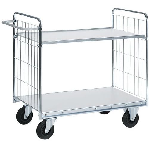 Carro con respaldos de rejilla - 2 bandejas - Capacidad 300 kg