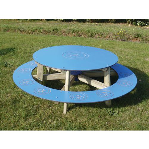 Conjunto de mesa y banco infantil con diseño circular - Manutan Expert