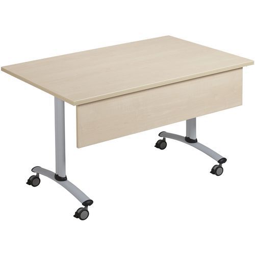 Mesa con tablero laminado cuadrado con eje + panel trasero - Manutan Expert