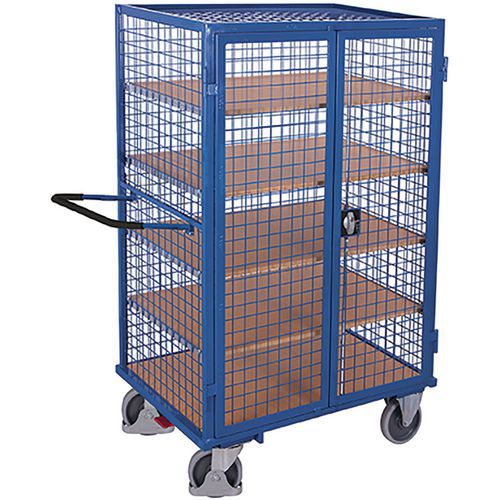 Carro de rejilla con puertas batientes y bandejas - 500 kg