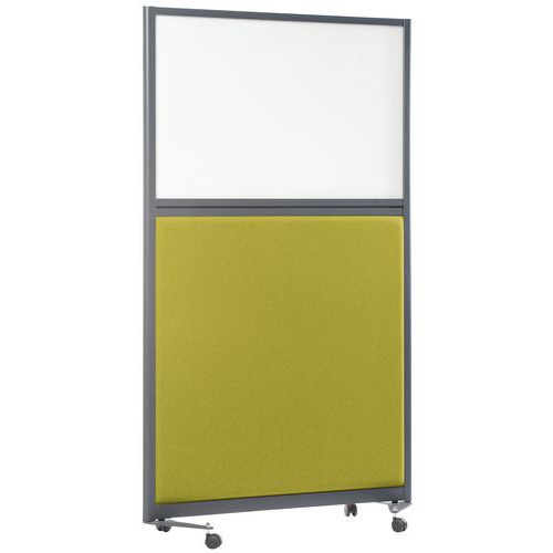 Tabique de separación acústica semiacristalado LIGNE M - Con pizarra blanca - 2000 x 1000 mm