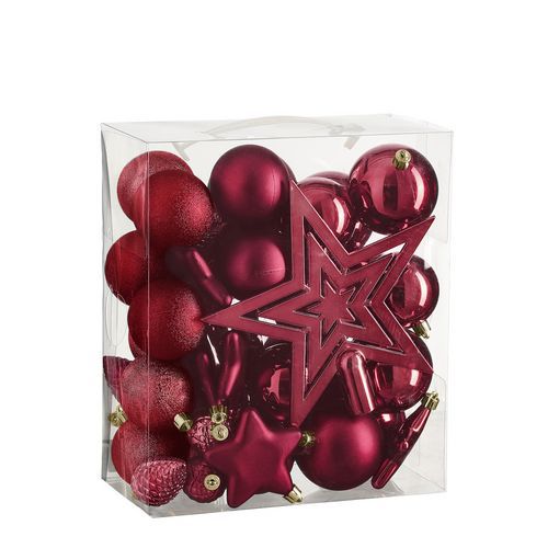 Adorno navideño irrompible rojo - 40 uds. - Diám. 8 cm