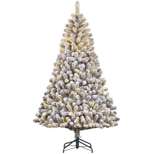 Árbol de Navidad verde cubierto de nieve con luz incorporada