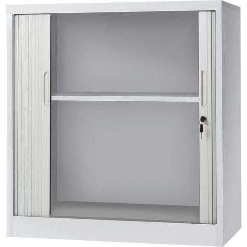 Armario bajo con puertas de persiana - Gris claro - Manutan Aris Armario bajo con puertas de persiana - Gris claro - Manutan Aris