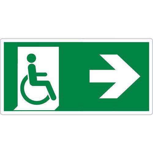 Panel de evacuación - Salida discapacitados por la derecha - Adhesivo