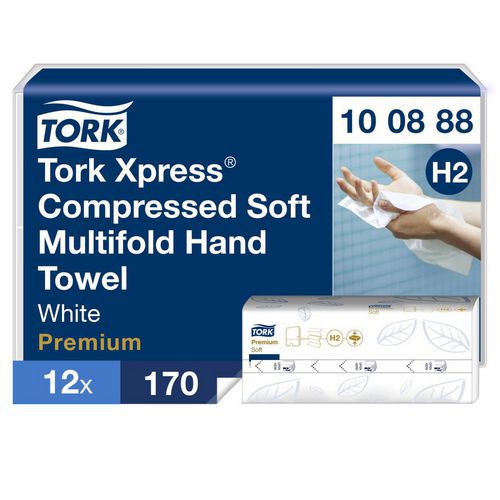 Toallitas intercaladas suaves blancas, comprimidas, H2 tableta, 2 capa - Tork Toallitas intercaladas suaves blancas, comprimidas, H2 tableta, 2 capa - Tork