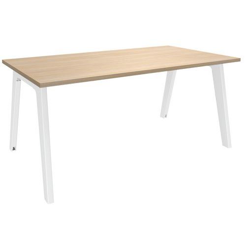 Escritorio ancho sencillo, roble claro/blanco Steely