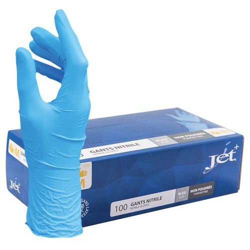 Guantes desechables de nitrilo azules sin polvo - Caja de 100 - MP Hygiène Guantes desechables de nitrilo azules sin polvo - Caja de 100 - MP Hygiène
