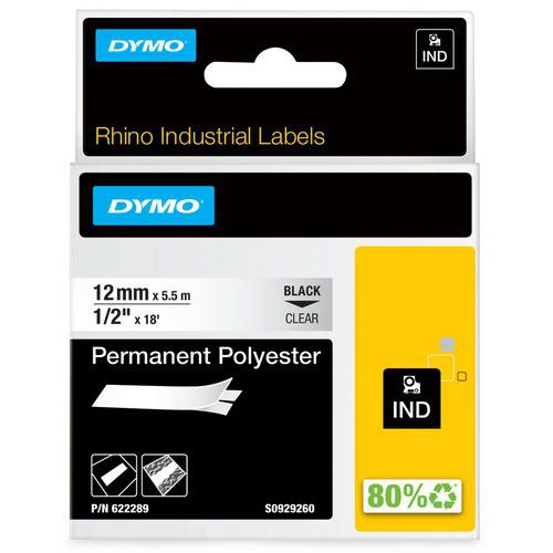 Cinta de etiquetas industriales autoadhesivas de poliéster Rhino - Dymo