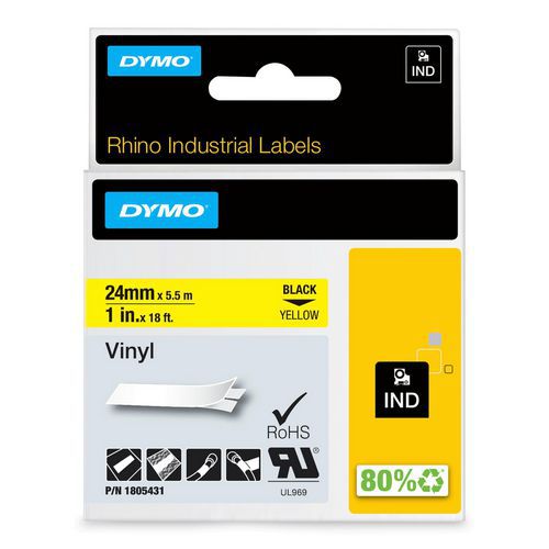 Cinta de etiquetas industriales autoadhesivas de vinilo Rhino - Dymo