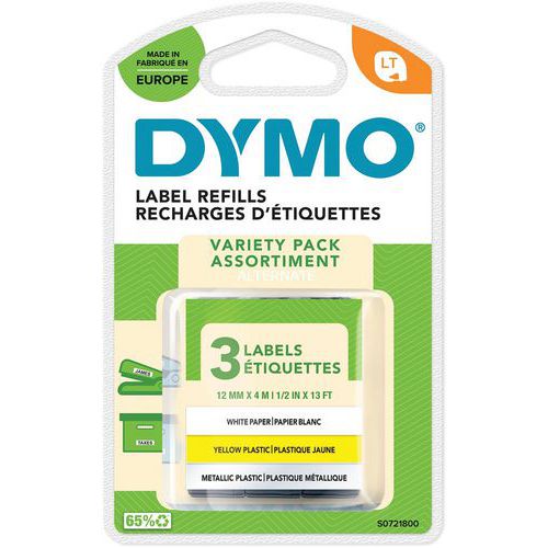 Cinta de etiquetas adhesivas LetraTag - Surtido de 3 cintas - Dymo