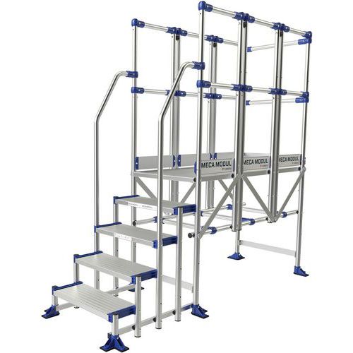 Plataforma de aluminio Meca Modul - 3 barandillas, 2 rampas - Tubesca-Comabi