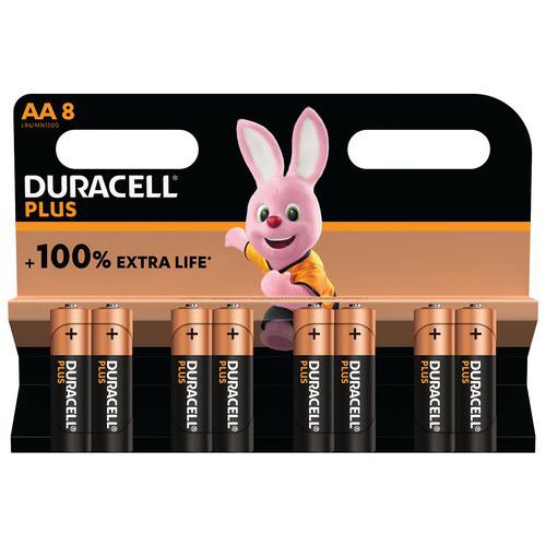 Pila alcalina AA Plus 100 % - 4 - 8 o 12 unidades - Duracell