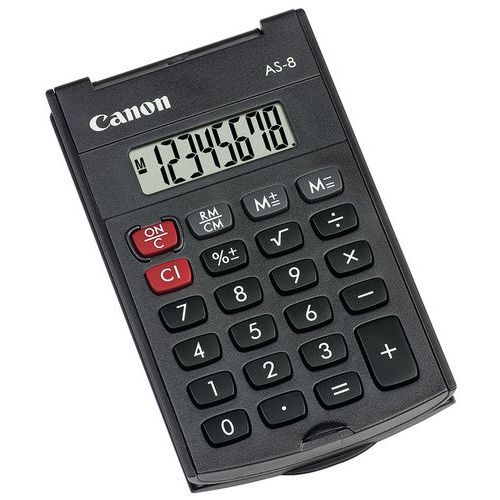 Calculadora de bolsillo de 8 dígitos gris oscura AS-8 HB - Canon