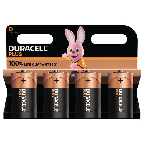 Pila alcalina D Plus 100 % - 2 o 4 unidades - Duracell