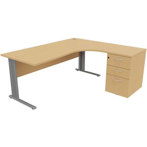 Mesa de oficina compacta con cajonera - Haya - Manutan Expert