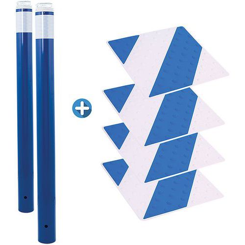 Kit de protección para peatones con postes y baldosas bicolores - Novap