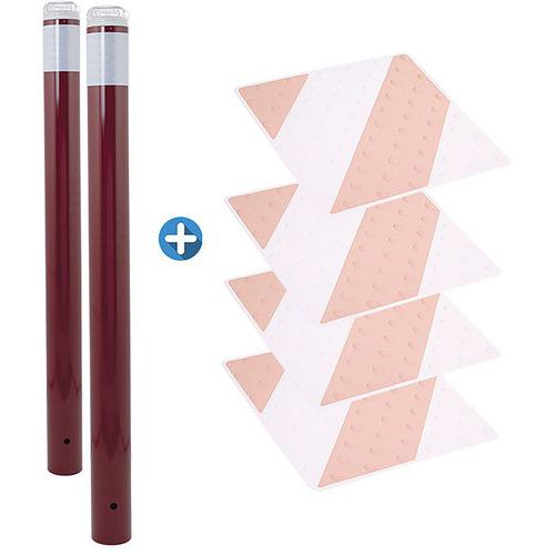 Kit de protección para peatones con postes y baldosas bicolores - Novap