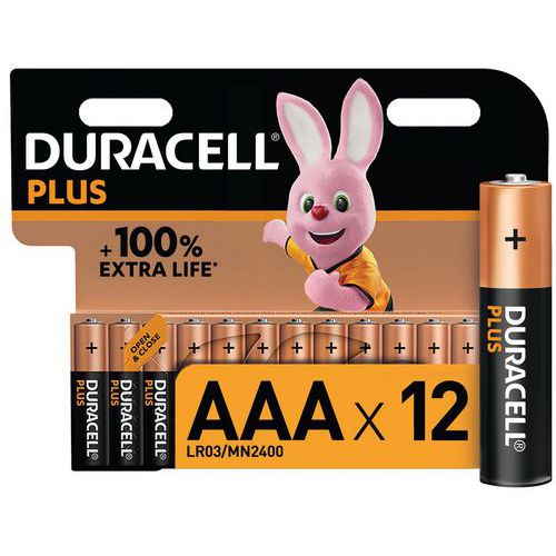 Pila alcalina AAA Plus 100 % - 4 - 8 o 12 unidades - Duracell