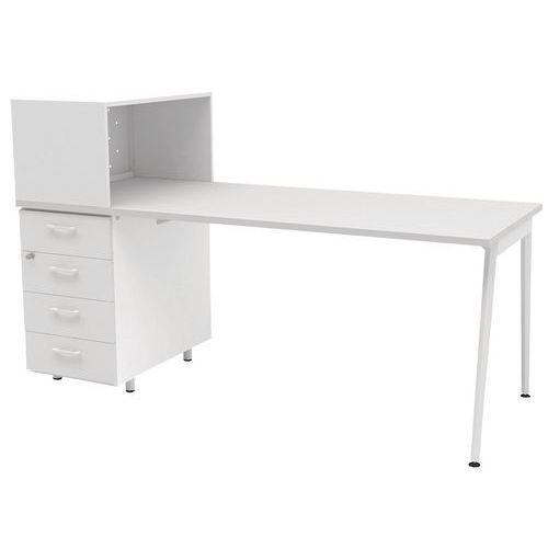 Escritorio para teletrabajo con almacenamiento Ara X3 - Blanco