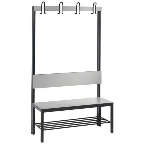 Banco de madera con colgadores y respaldo Basic Plus - con y sin rejilla - CP