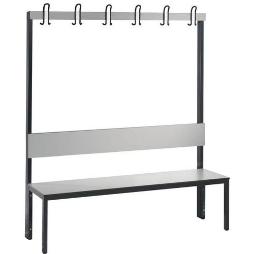 Banco de madera con colgadores y respaldo Basic Plus - con y sin rejilla - CP