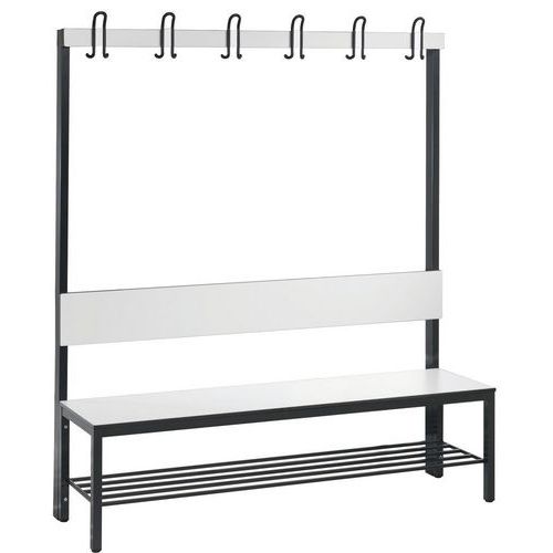 Banco de madera con colgadores y respaldo Basic Plus - con y sin rejilla - CP