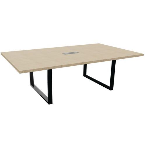 Mesa de conferencias de 240 x 140 cm con patas negras en forma de cinta