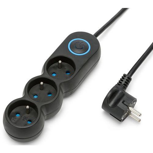 Multienchufe NF con interruptor - de 3 a 5 tomas - Color negro - Velamp