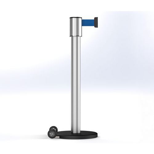 Poste Storetrac anodizado con cinta de 6 m, con ruedas - Beltrac