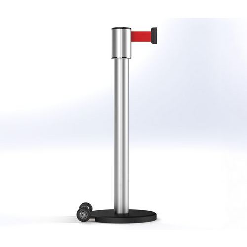 Poste Storetrac anodizado con cinta de 6 m, con ruedas - Beltrac