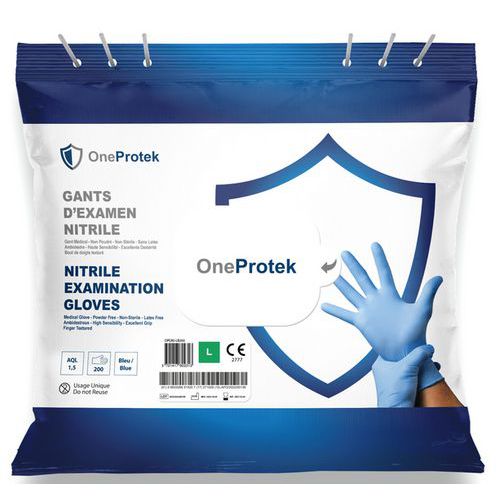 Guantes desechables de nitrilo en bolsa - OneProtek