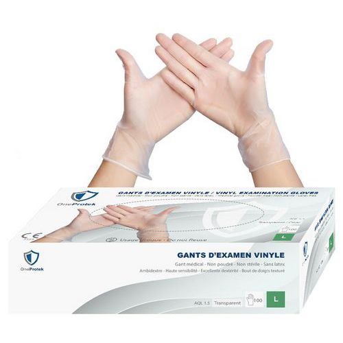 Guantes desechables de vinilo transparente - OneProtek
