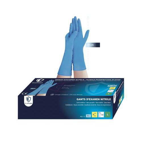 Guantes desechables de nitrilo con puño largo - OneProtek