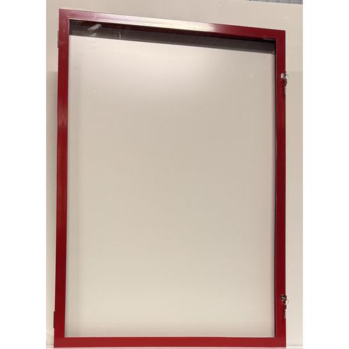 Vitrina de exterior con puerta batiente - Fondo de aluminio - Marco rojo - AME