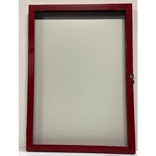 Vitrina de exterior con puerta batiente - Fondo de aluminio - Marco rojo - AME