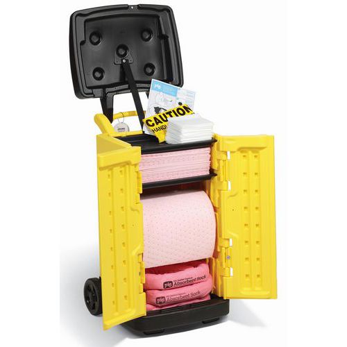 Carro de absorbentes para productos químicos - 75,5 L - Pig