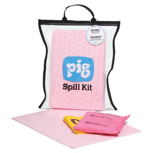 Kit antiderrames químicos transparente PIG® - 6,7 L - Pig