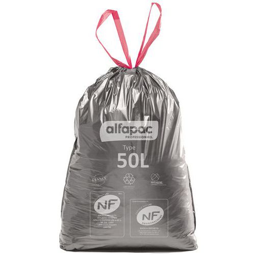 Bolsa de basura con asas correderas - Desechos ligeros o pesados - de 30 a 100 L