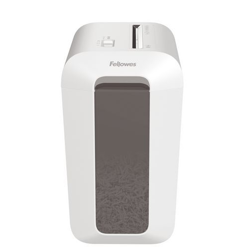 Destructora LX65 blanca con corte cruzado P4 - 10 hojas - 22 L - Fellowers