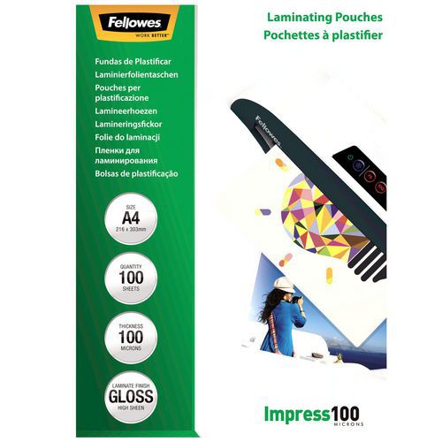 Funda de plastificación brillante A4 - 100 µ - Fellowes