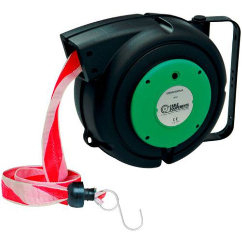 Enrollador de cinta de señalización de color rojo y blanco - Câble Equipements