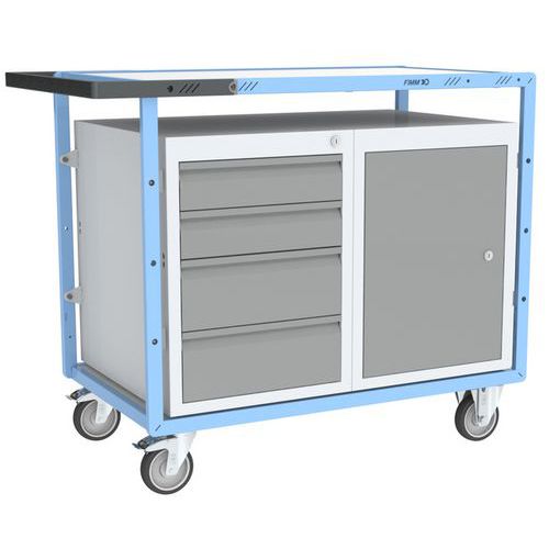 Carro auxiliar-banco de trabajo EVERSTEEL - 4 cajones + 1 puerta - 250 kg - FIMM