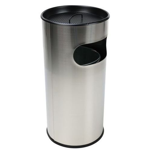 Papelera-cenicero de acero inoxidable con tapa - 30 L o 50 L - Manutan Expert