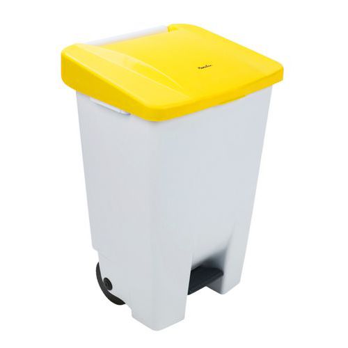Cubo de basura móvil con pedal - Ergonómico - Recogida selectiva - 80 L - Manutan Expert