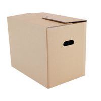 Caja para mudanzas con fondo y tapa con cierre automático.