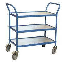 Carrito con bandejas de madera 150 kg - 3 bandejas - Ruedas de goma