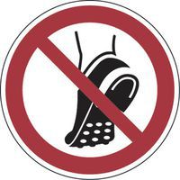 Panel de prohibición - Prohibido calzado con tacos - Aluminio REDONDO