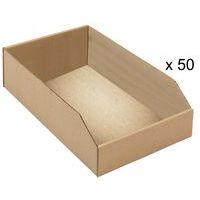 Caja con abertura frontal, de cartón Kraft marrón - Longitud 400 mm